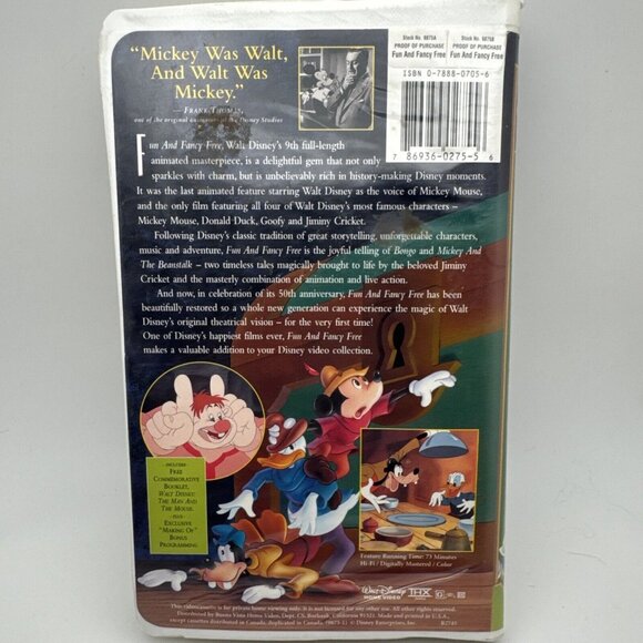 Disneys Fun and Fancy Free Mickey VHS - Picture 3 of 3